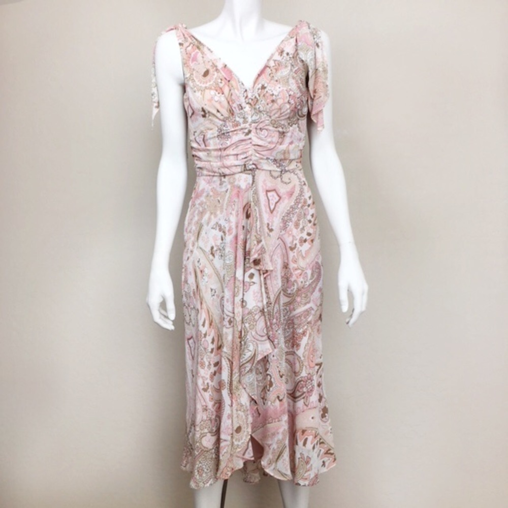 Bandolino Nude‎ Pink Paisley & Floral Frilly Dress